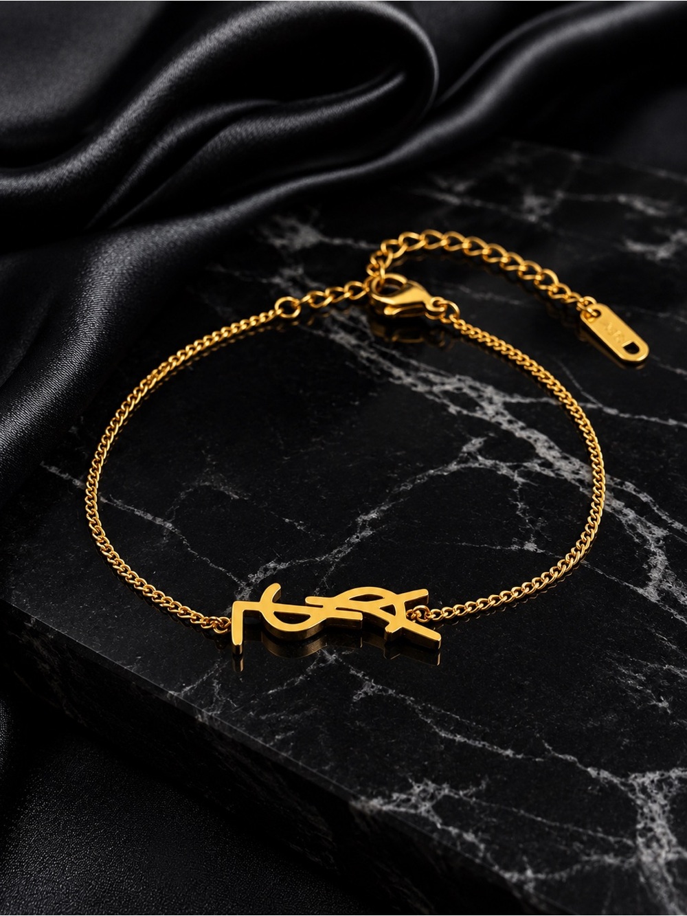 Fashion Jewelry Gold-tone YSL Logo Chain Bracelet